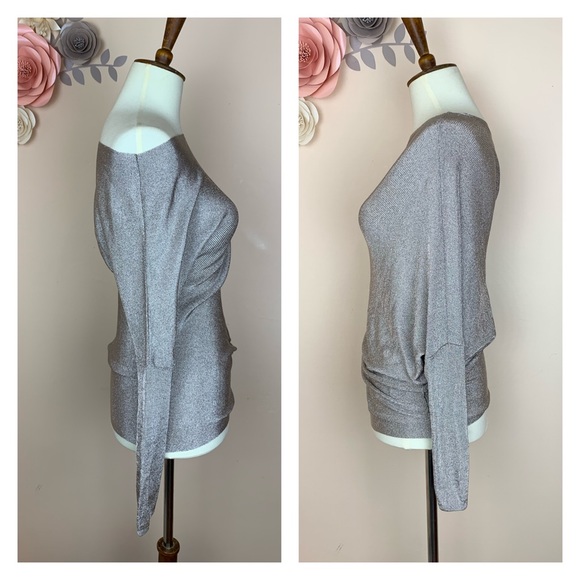 New! REISS Isla Metallic Knit One Shoulder Top - Picture 8 of 12